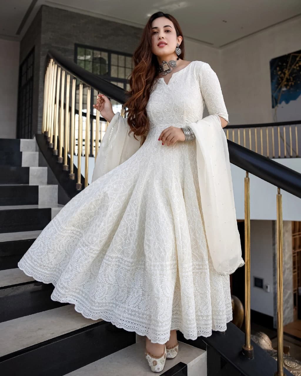 White silk salwar suit Clearance