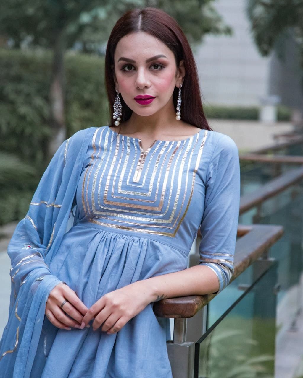 suit design with lace work