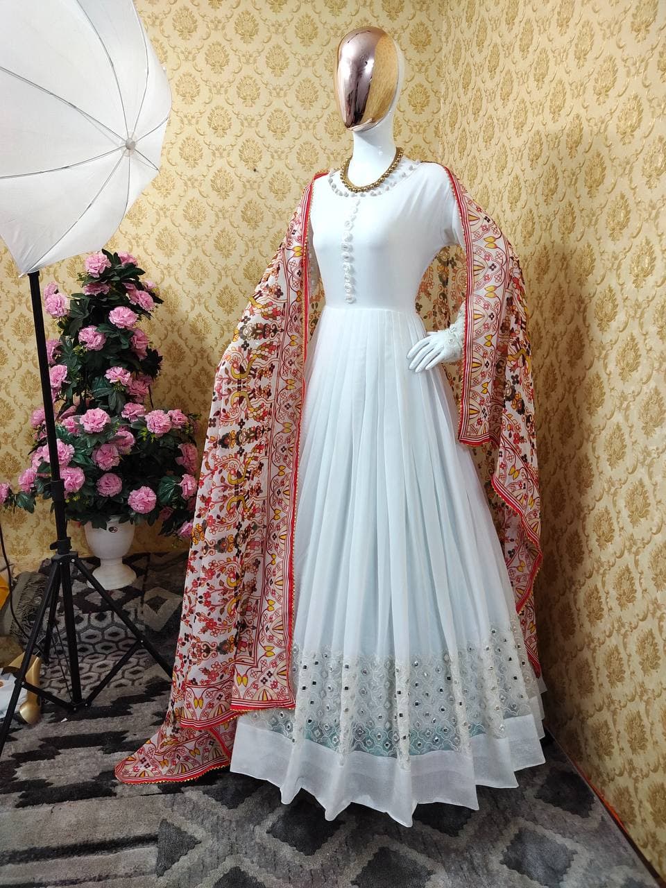 mirror work frock design