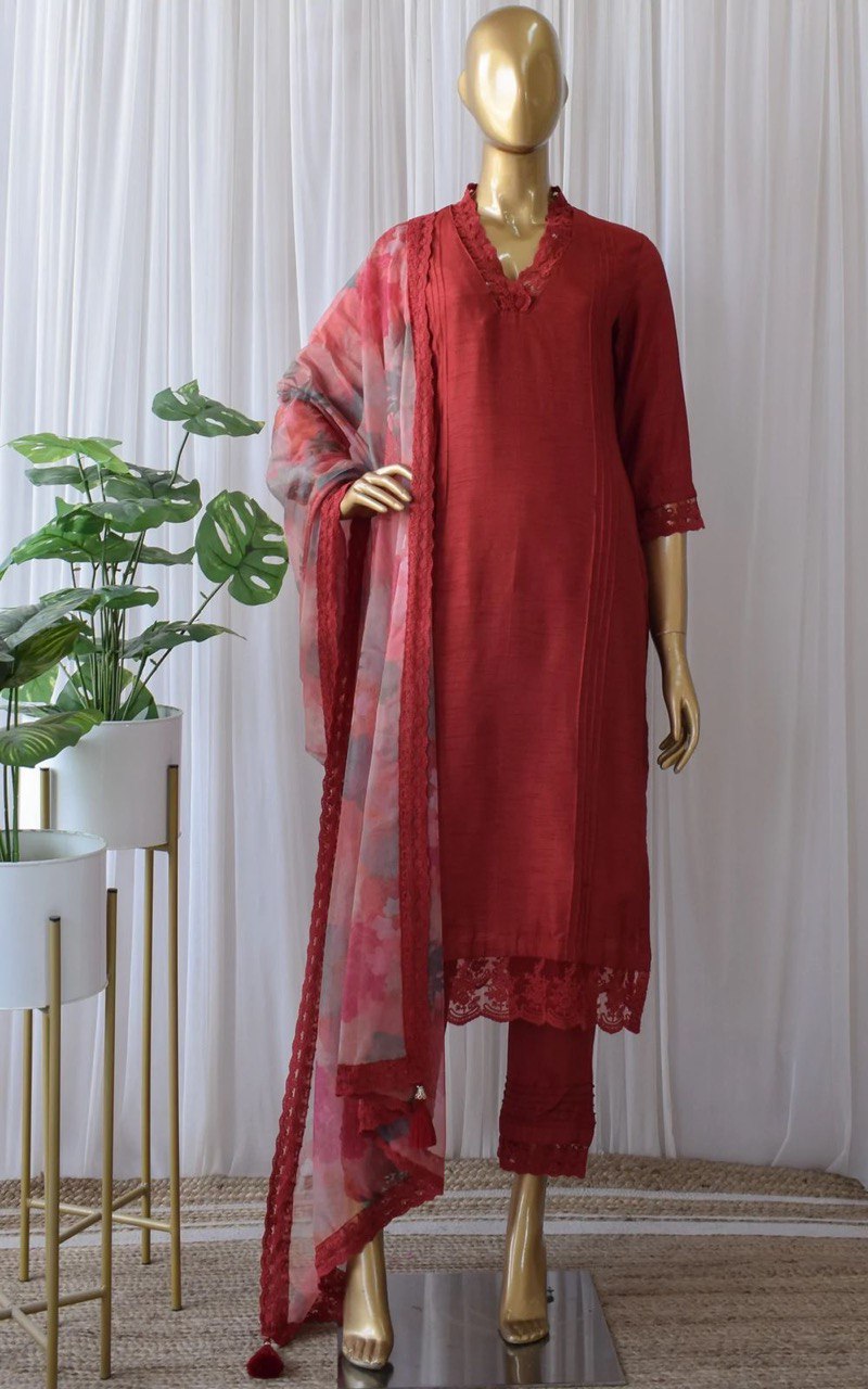 Pink Cotton Lace Suit – Label Madhuri Thakkar-bdsngoinhaviet.com.vn