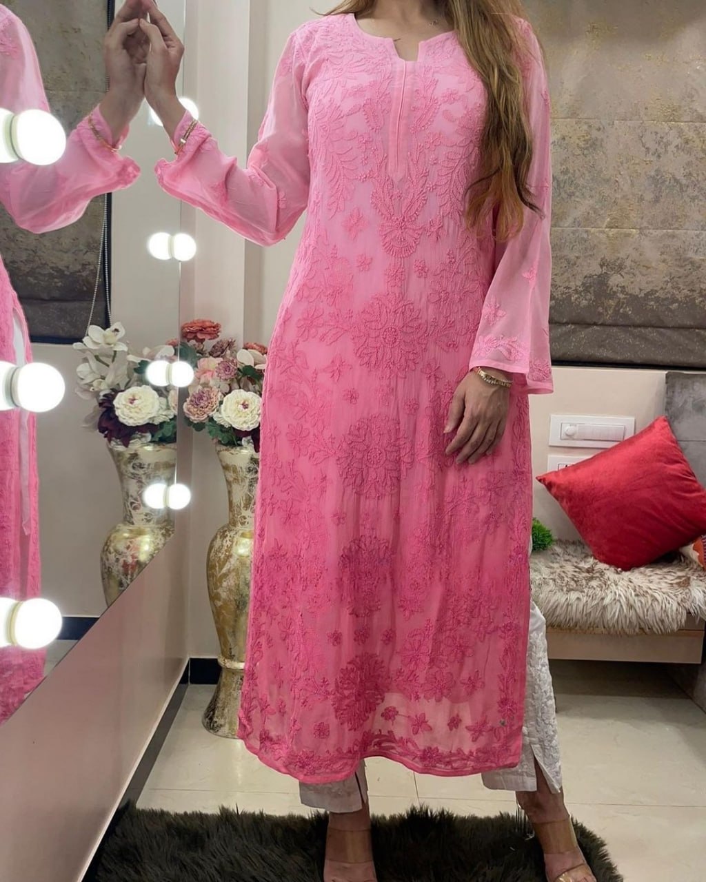 Buy Madhuram Women Light Pink Kurti Set Online at Best Prices in India   JioMart