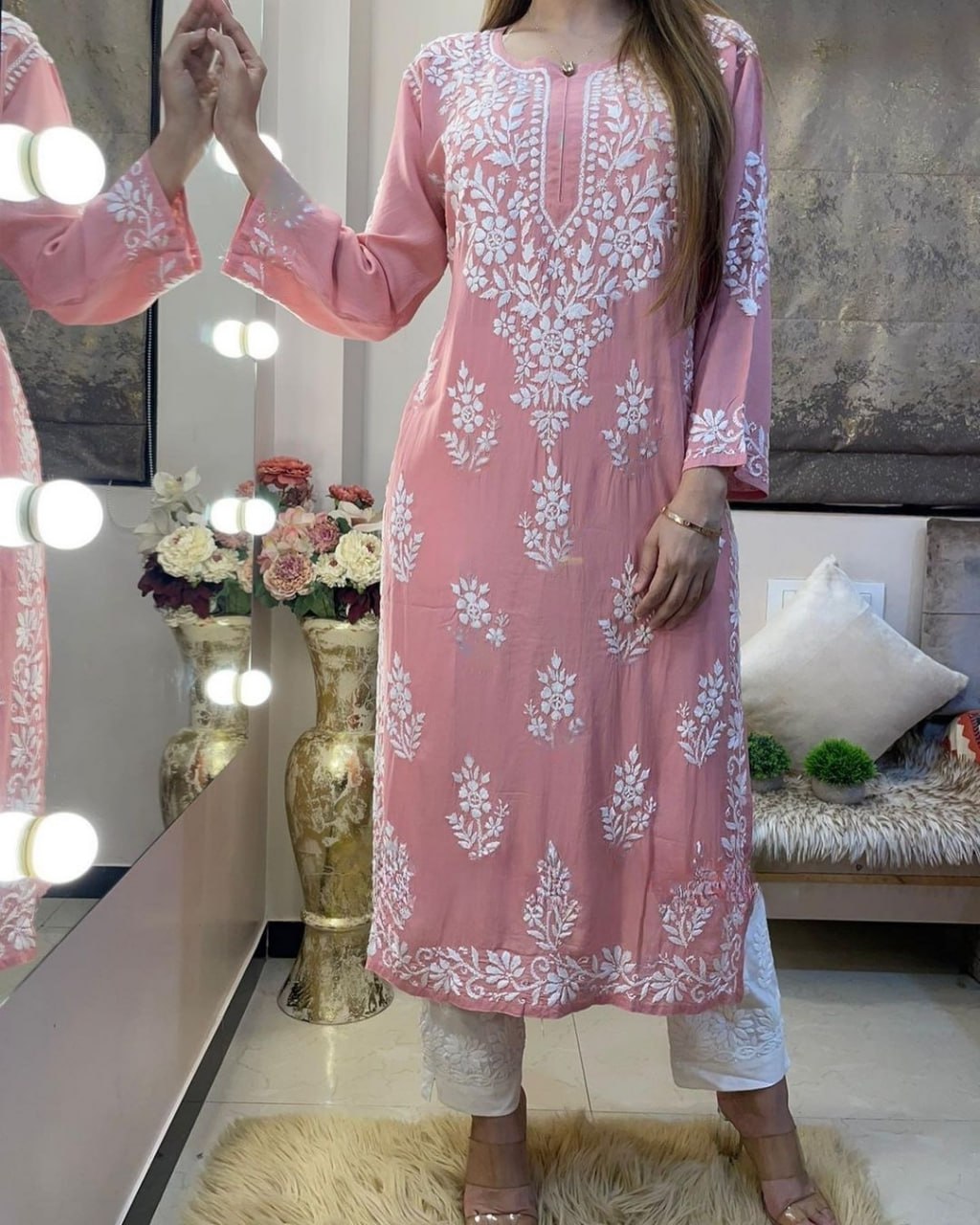 Pretty Designer Party Wear Baby Pink Gown  Latest Kurti Designs