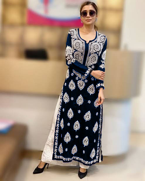Rayon Cotton Chikankari Kurta With Palazzo main image 0